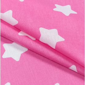 Бязь набивная, Звездочки на розовом фоне, 50х55 см, хлопок 100%, 120 г/м²