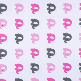 Бязь набивная Розовые слоники, размер 50х70 см, хлопок 100%, плотность 120