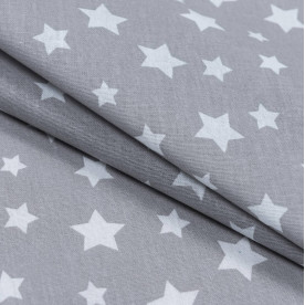 Бязь набивна, Зірки, сірий, щільність 120, 50x55, бавовна 100%