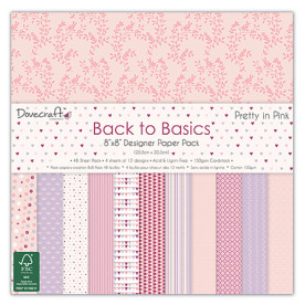 Набір паперу Pretty In Pink, 20x20 см, 12 аркушів, Dovecraft