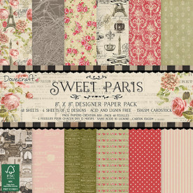 Набор бумаги Sweet Paris, 20х20 см,12 листов от Dovecraft
