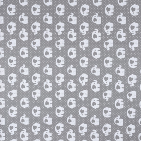 Бязь набивна голд Сірі слоники, розмір 50х70 см, бавовна 52%, поліестер 48%, щільність 120