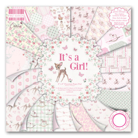 Набір паперу It's a Girl, 20х20 см, 16 аркушів від First Edition