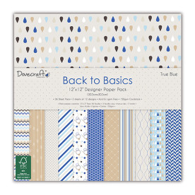 Набор бумаги Back to Basics – True Blue, 30х30 см,12 листов от Dovecraft