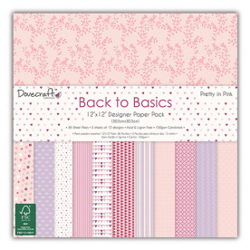 Набір паперу Back to Basics - Pretty In Pink, 30х30 см, 12 аркушів від Dovecraft