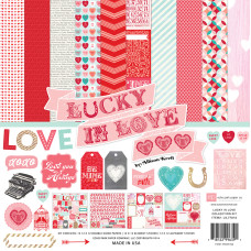 Набір паперу Lucky In Love, 30х30 см, 12 аркушів + наклейки від Echo Park