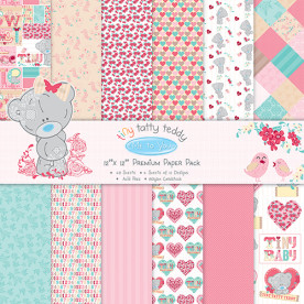 Набір паперу Tiny Tatty Teddy Girl, 30х30 см, 12 аркушів від Dovecraft