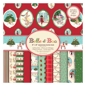 Набір односторонньої паперу Belle and Boo Christmas, 20 * 20 см, 12 аркушів від Dovecraft