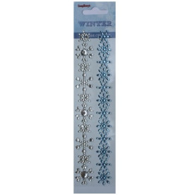 Самоклеющаяся аппликация из страз Снежинки 45х165 мм от Scrapberry's