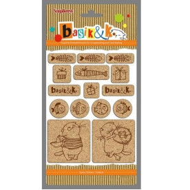 Набор пробковых стикеров Басик 2, 15 шт., Scrapberry's