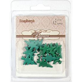 Набір брадс Новорічні ялинки, 12 шт від Scrapberry's