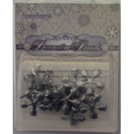 Набір брадс Срібні сніжинки, 12 шт від Scrapberry's