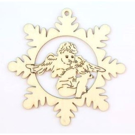 Лазерні вирубки з дерева Ангел на снежинке 8,5 см (2 шт / уп) від Scrapberry's