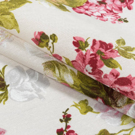 Декоративная ткань лонета, Флорал цветы, молочный, 160 г/м2, 50х50 см