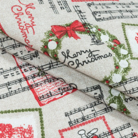 Декоративна тканина, новорічний, ноти, бавовна 70%, 163г / м, 50x70 см