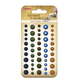 Набор граненых клеевых камушков, 50 шт, 5 цветов Вокруг света 1 от Scrapberry's