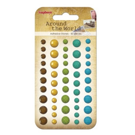 Набір гранованих клейових камінчиків, 50 шт, 5 кольорів Навколо світу 2,  Scrapberry's