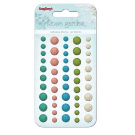 Набір гранованих клейових камінчиків, 50 шт, 5 кольорів Троянди,  Scrapberry's