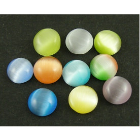 Набор разноцветных полукапель Полукруглый кошачий глаз, 6 мм, 10 шт.