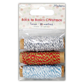 Набор шнура Back To Basics Christmas Modern 3 рулона по 10 м от Dovecraft