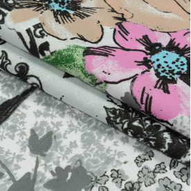 Бязь набивна, Франція, рожевий, щільність 120, 50х55 см, бавовна 52%