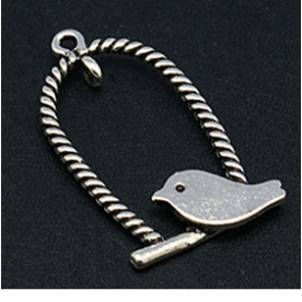 Металева підвіска "Пташка в клітці" 33х18 мм, 1 шт.