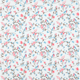 Декоративная ткань лонета, Зорал, Снегири, хлопок 50%, молочный, 50х70 см, 175 г/м²