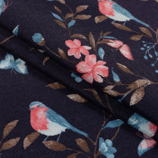 Декоративна тканина лонета, Зорал, Снігурі, бавовна 50%, синій, 50х70 см, 175 г/м²