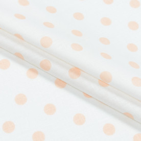 Бязь набивна горошок персиковий, бавовна, 50х50 см, щільність 125