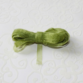 Лента из органзы зеленого цвета, ширина 6 мм, длина 5 м