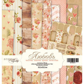 Набор односторонней бумаги 30х30см Любовь 10 листов от Scrapmir