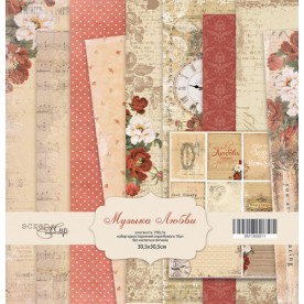 Набор односторонней бумаги 30х30см Музыка Любви 10 листов от Scrapmir