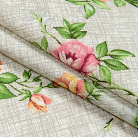 Бязь набивна, Квіти, щільність 120, 50х55 см, бавовна 52%