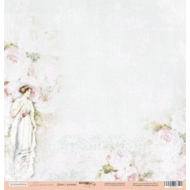 Аркуш паперу 30x30 Дама з трояндами з колекції Ніжність від Scrapmir