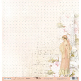 Лист односторонней бумаги, Париж, Нежность, 30x30 см, Scrapmir