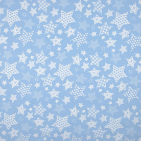 Бязь набивная голд Синие звезды, хлопок 50%, 50х55 см, плотность 120