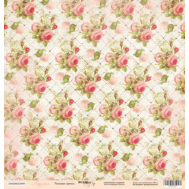 Аркуш паперу 30x30 Рожеві квіти з колекції Карамель від Scrapmir