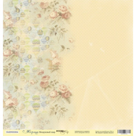 Лист односторонней бумаги, Воздушный шар, Корица, 30x30 см, Scrapmir