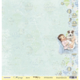 Лист бумаги 30x30 Друзья из коллекции Корица  от Scrapmir