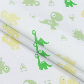 Поплин набивной, Динозавры, хлопок 100%, 50х50 см, 100 г/м²