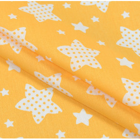 Бязь набивна Зірки абрикосові, 50х50 см, бавовна 100%, 140 г/м²