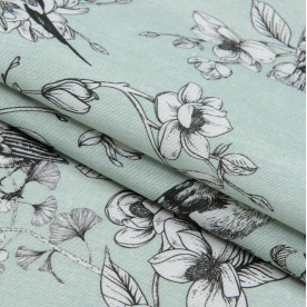 Декоративна тканина, Пташиний рай, св.мята, 166 г / м2, 50х70 см, бавовна 50%