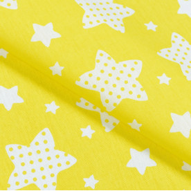 Бязь набивна Зірки лимонні, 50х50 см, бавовна 100%, 140 г/м²