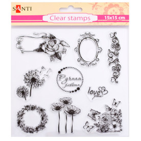 Набор силиконовых штампов Цветы, 15*15 см, Santi