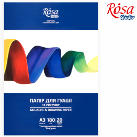 Папка для гуаші А3 (29,7х42см) 20арк Дрібне зерно 180г/м2 ROSA Studio