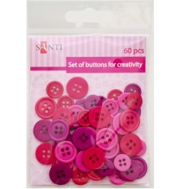 Набір ґудзиків, 11мм і 14мм, 3 кол., 60шт. / Уп., Рожевий від Santi