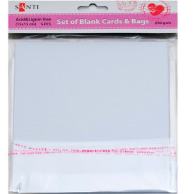 Набір білих текстурованих заготовок для листівок, 15см * 15см, 250г / м2, 5шт. Santi