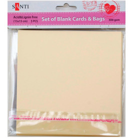 Набір кремових текстурованих заготовок для листівок, 15см * 15см, 300г / м2, 5шт. від Santi