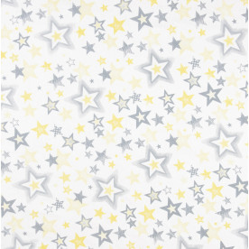 Бязь набивна Ranforce Lux, Зірочки сіро-жовті, 50х60 см, бавовна 100%, 120 г/м²