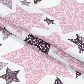 Бязь набивная, Renforce Lux, Звезды, розовый, 50х60 см, хлопок 100%, 120 г/м²